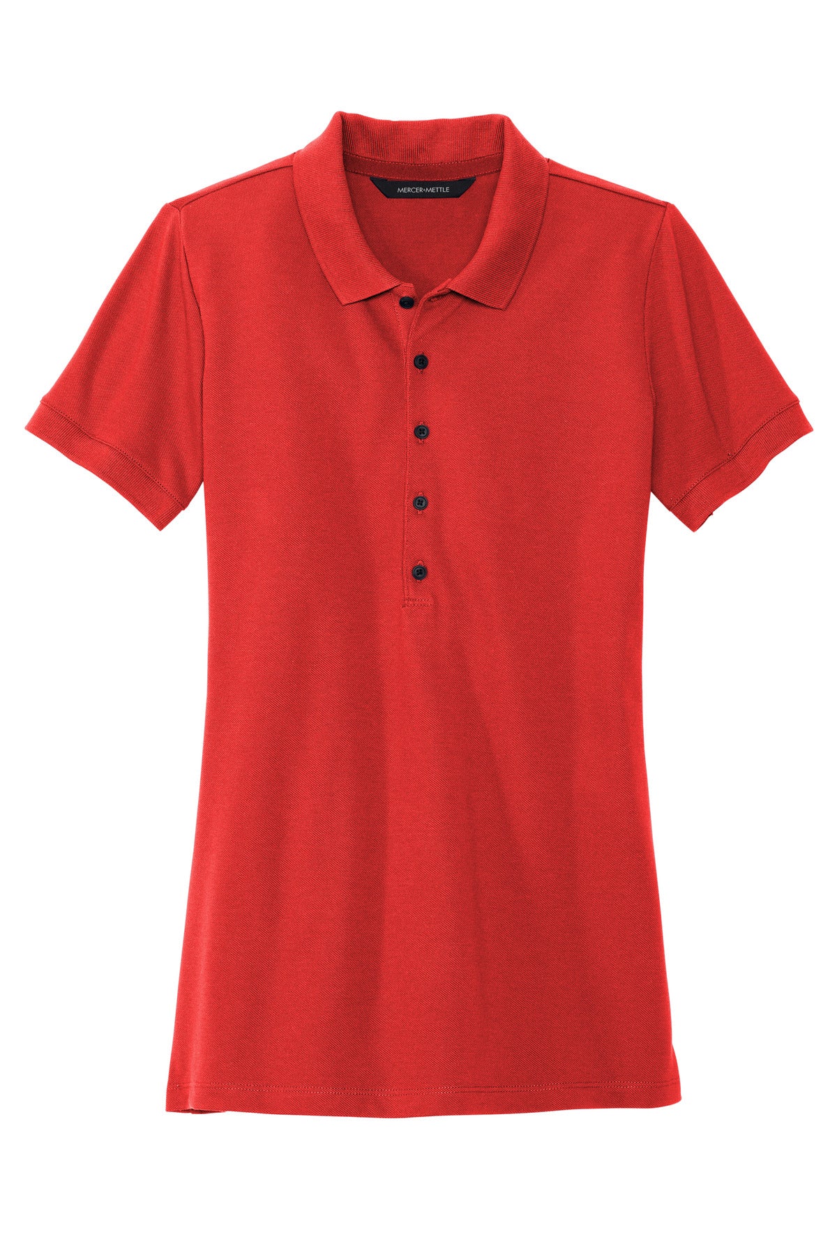 Front View of AppleRed Mercer+Mettle Women's Stretch Heavyweight Pique Polo MM1001