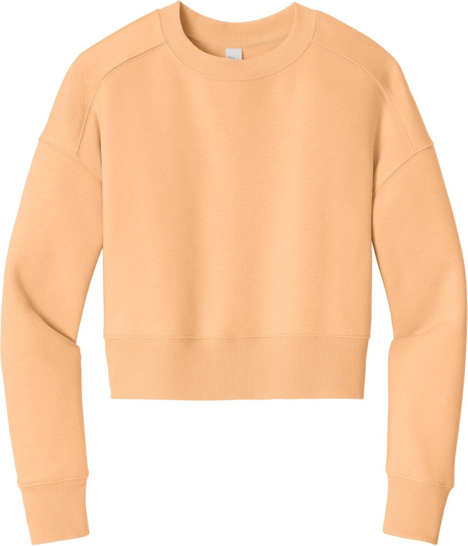 Front View of Apricot District Women's Perfect Weight Fleece Cropped Crew DT1105