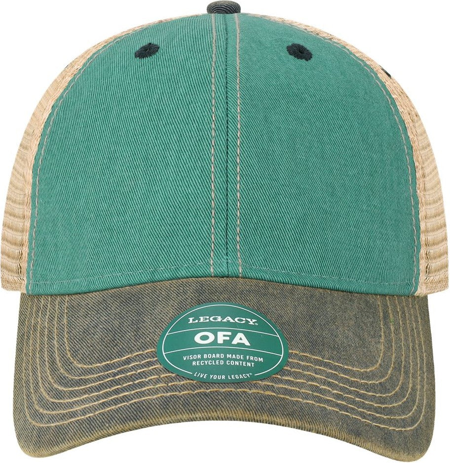 Front View of Aqua Blue/ Navy Old Favorite Trucker Cap - OFA