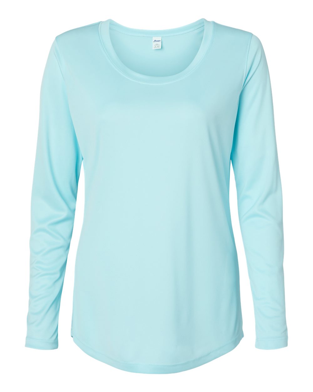 Front View of Aqua Blue Women's Long Islander Performance Long Sleeve T-Shirt - 214