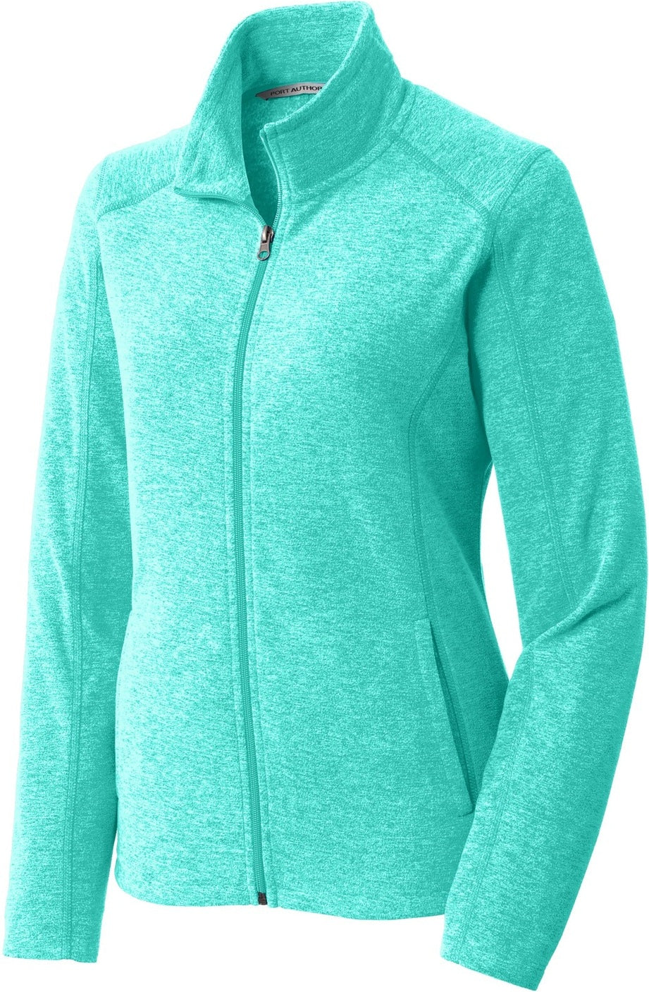 Front View of Aqua Green Hea Port Authority Women's Heather Microfleece Full-Zip Jacket. L235