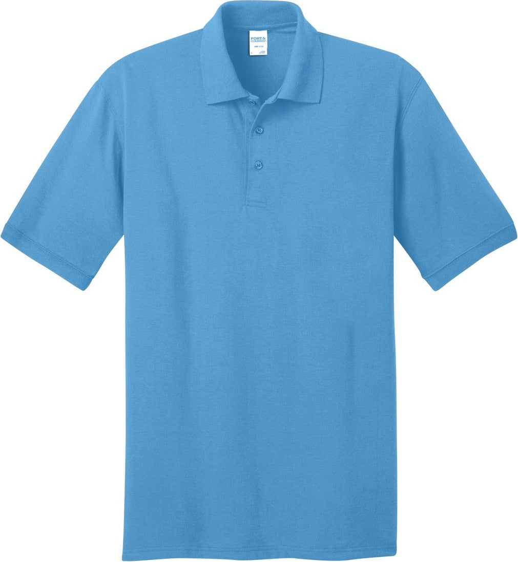 Front View of Aquatic Blue Port & Co Core Blend Jersey Knit Polo. KP55