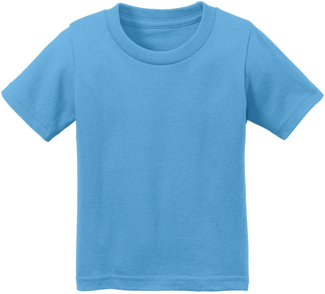 Front View of Aquatic Blue Port & Co Infant Core Cotton Tee. CAR54I