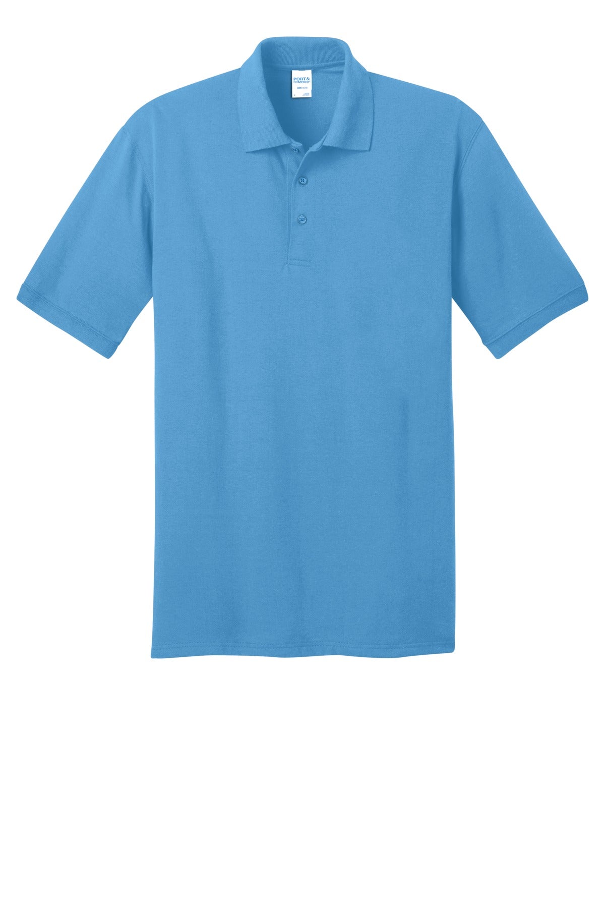 Front View of Aquatic Blue Port & Co Tall Core Blend Jersey Knit Polo. KP55T