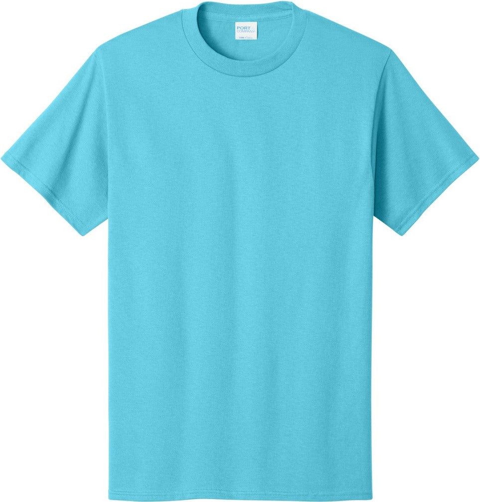Front View of Aquatic Blue Port & Co Tall Core Cotton Tee PC54T