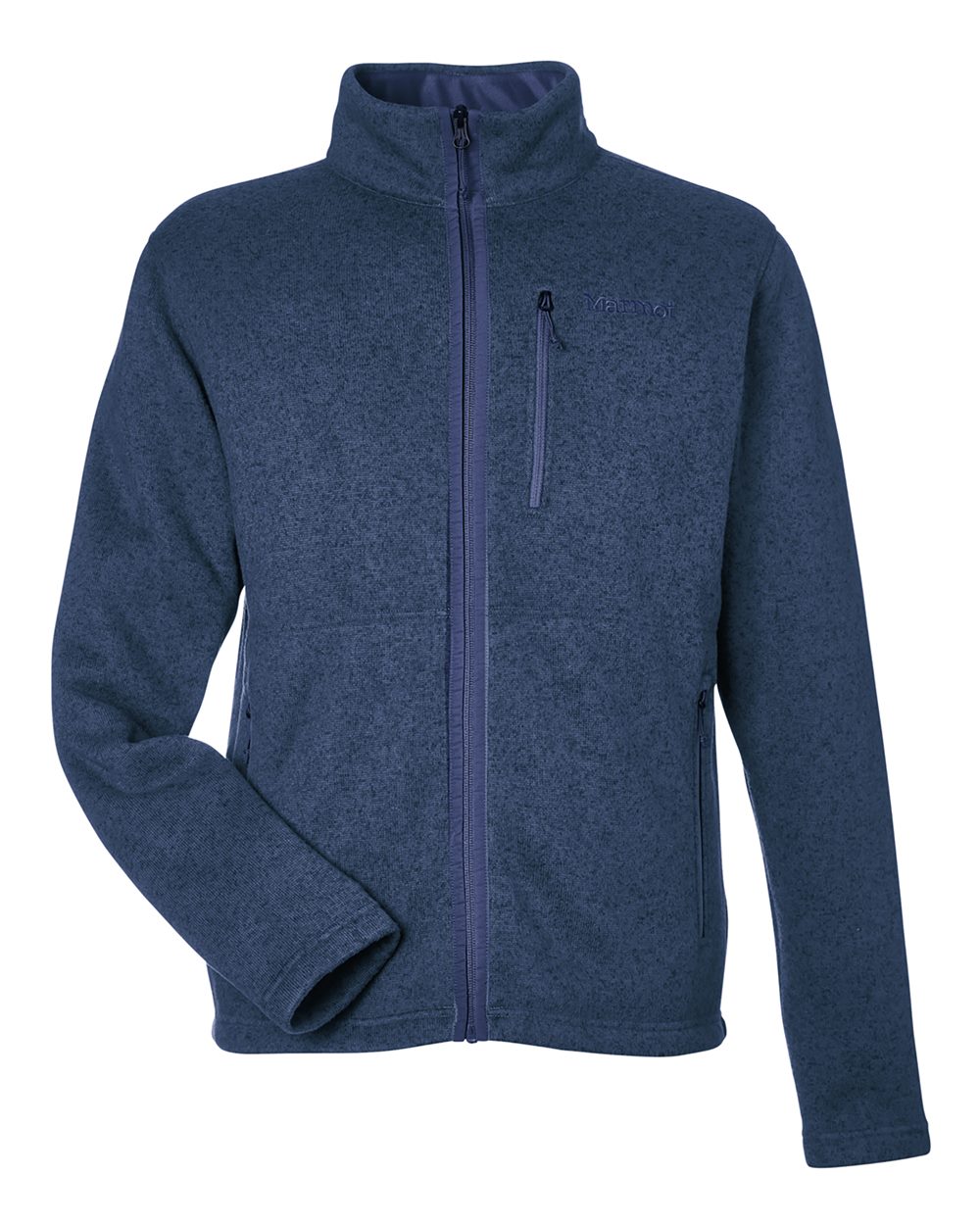 Front View of Arctic Navy Heather Drop Line Fleece Jacket - M16223