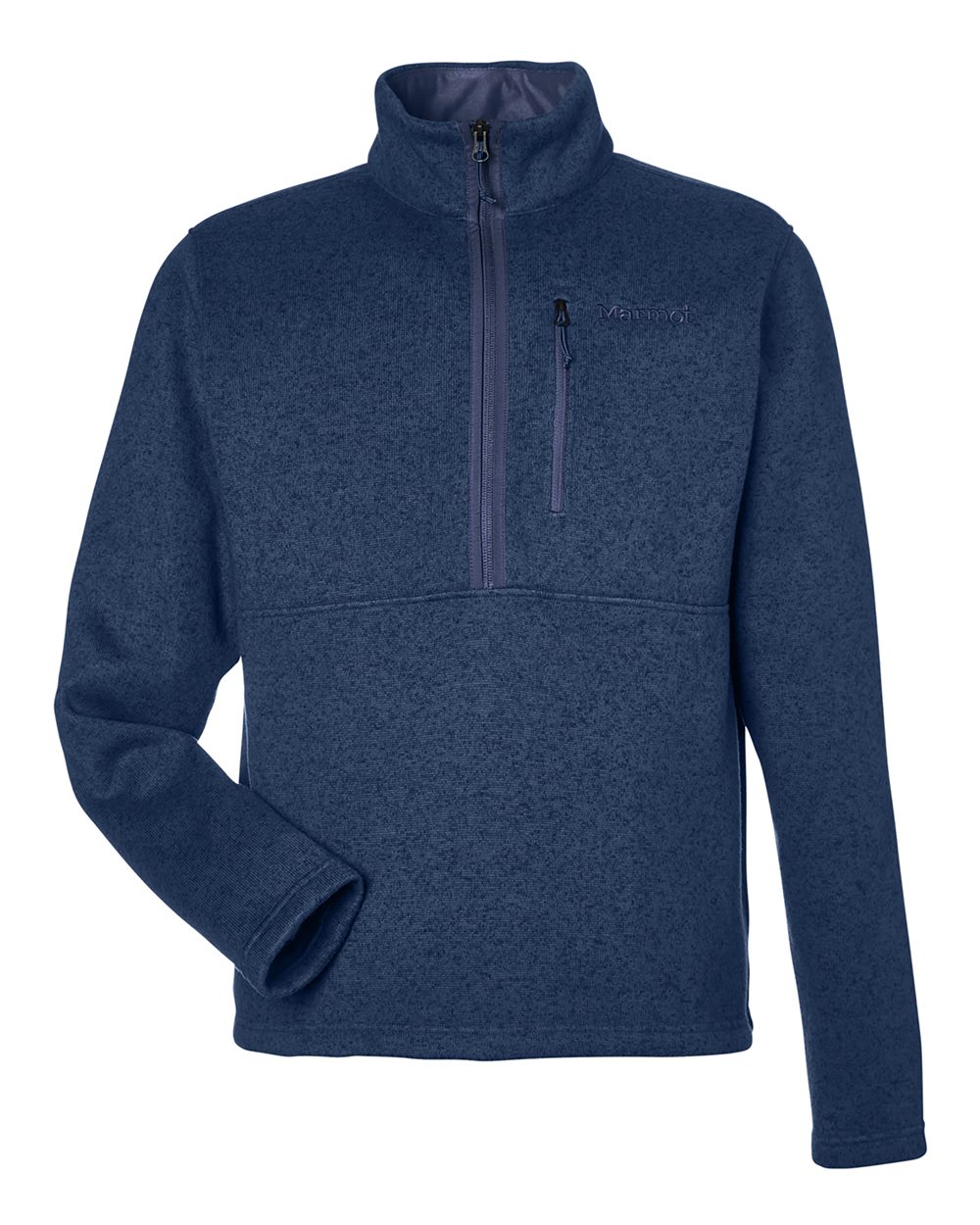 Front View of Arctic Navy Heather Drop Line Half-Zip Jacket - M16221