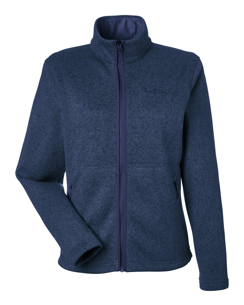 Front View of Arctic Navy Heather Women's Drop Line Fleece Jacket - M16250