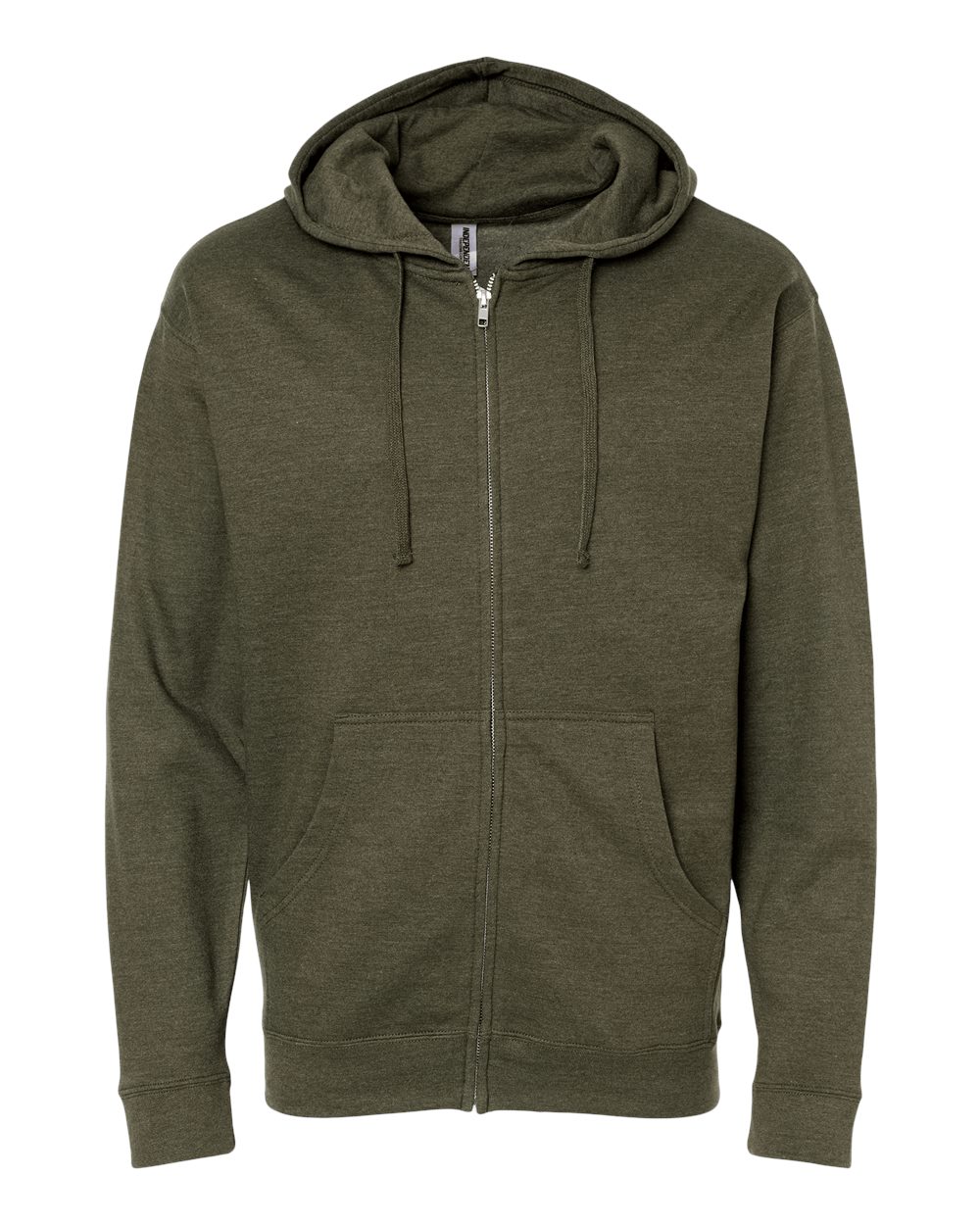 Front View of Army Heather Midweight Full-Zip Hooded Sweatshirt - SS4500Z