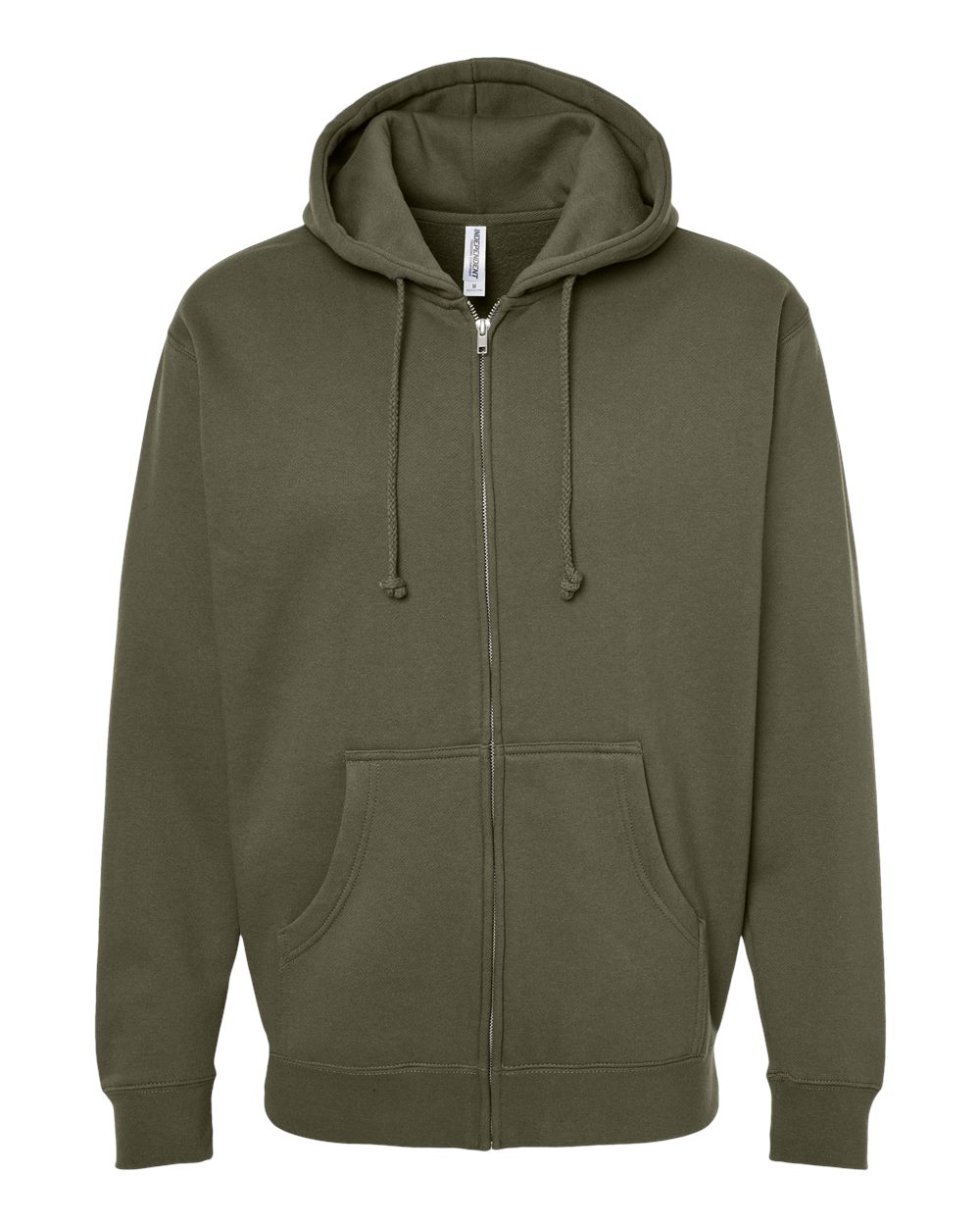 Front View of Army Heavyweight Full-Zip Hooded Sweatshirt - IND4000Z