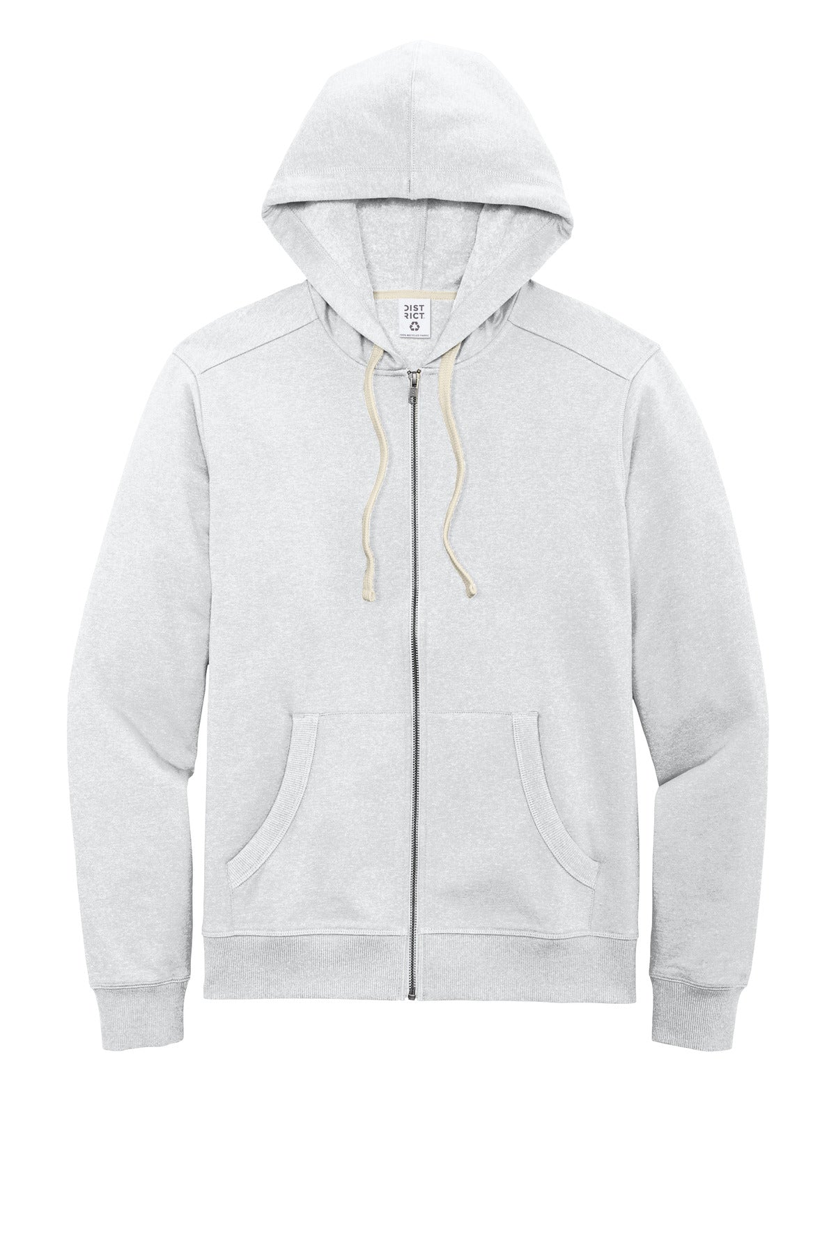 Front View of Ash District Re-Fleece Full-Zip Hoodie DT8102