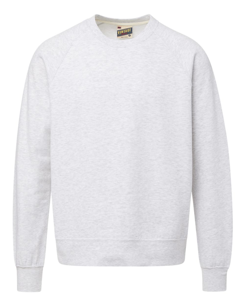 Front View of Ash Grey Vintage Fleece Raglan Crewneck Sweatshirt - 17116