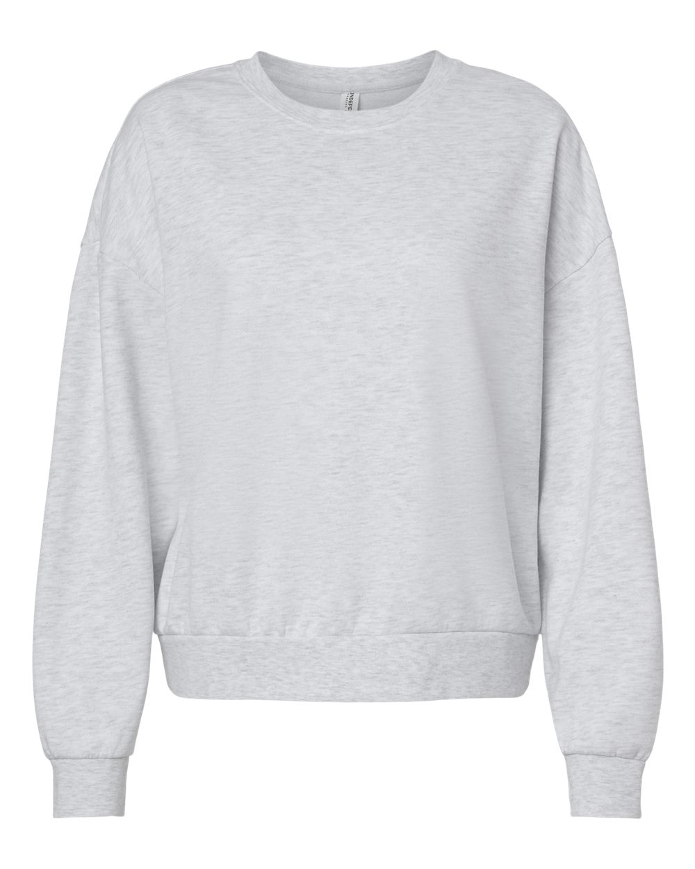 Front View of Ash Heather Women's California Wave Wash Sunday Crewneck Sweatshirt - PRM2700 plain