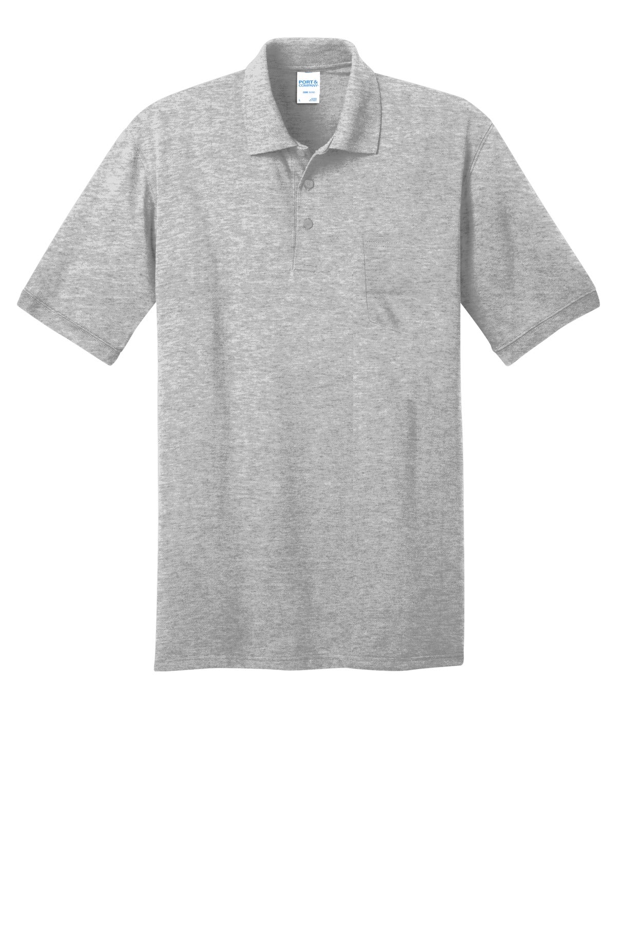 Front View of Ash Port & Co Core Blend Jersey Knit Pocket Polo. KP55P