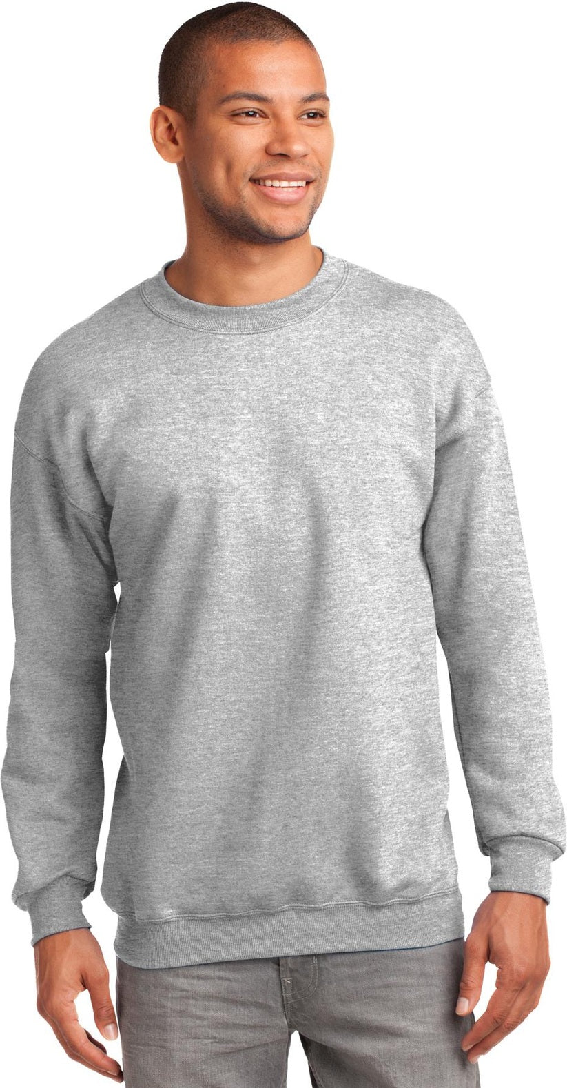 Front View of Ash Port & Co Tall Essential Fleece Crewneck Sweatshirt. PC90T