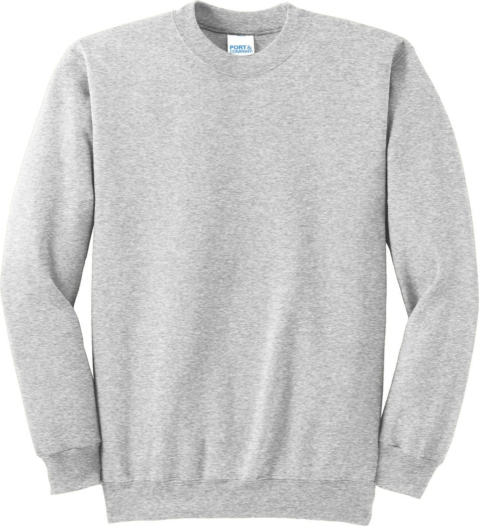 Front View of Ash Port & Co Tall Essential Fleece Crewneck Sweatshirt. PC90T