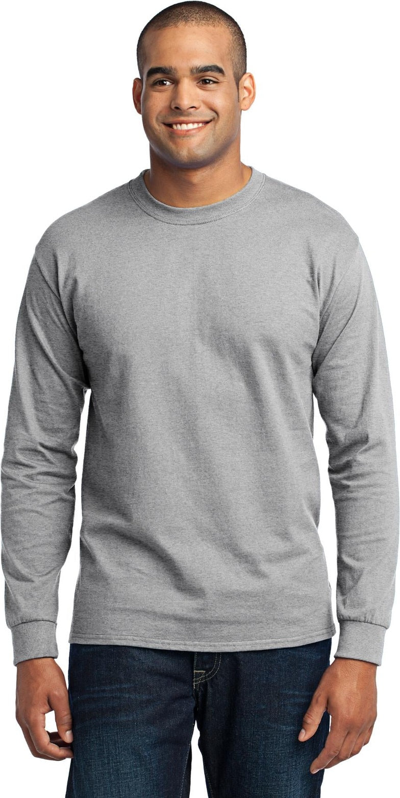Front View of Ash Port & Co Tall Long Sleeve Core Blend Tee. PC55LST