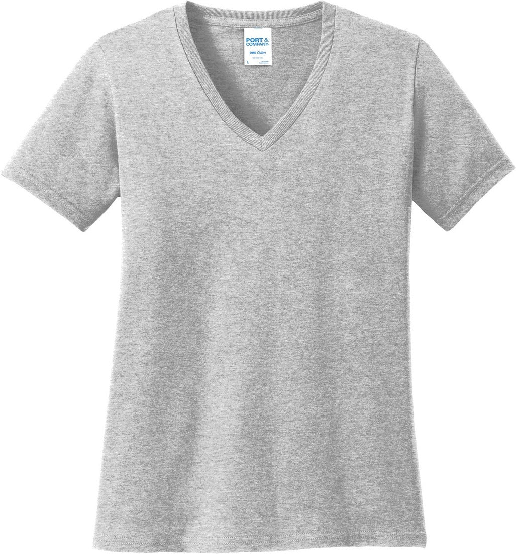 Front View of Ash Port & Co Women's Core Cotton V-Neck Tee. LPC54V