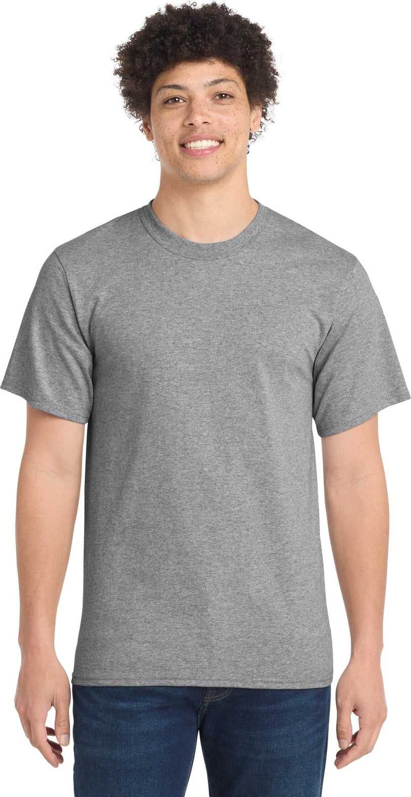 Front View of Ath Heather Port & Co Tall Essential Tee. PC61T