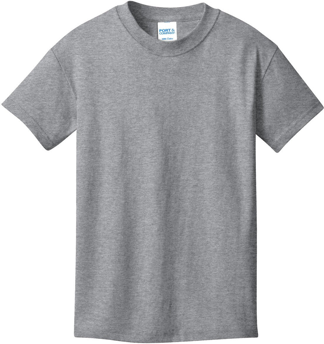 Front View of Ath Heather Port & Co Youth Core Cotton Tee. PC54Y