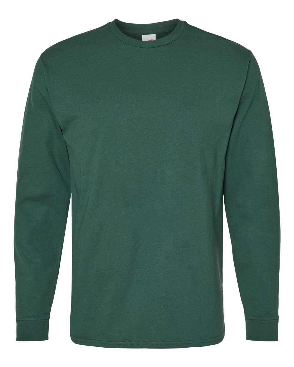 Front View of Athletic Dark Green Essential-T Long Sleeve T-Shirt - 5286