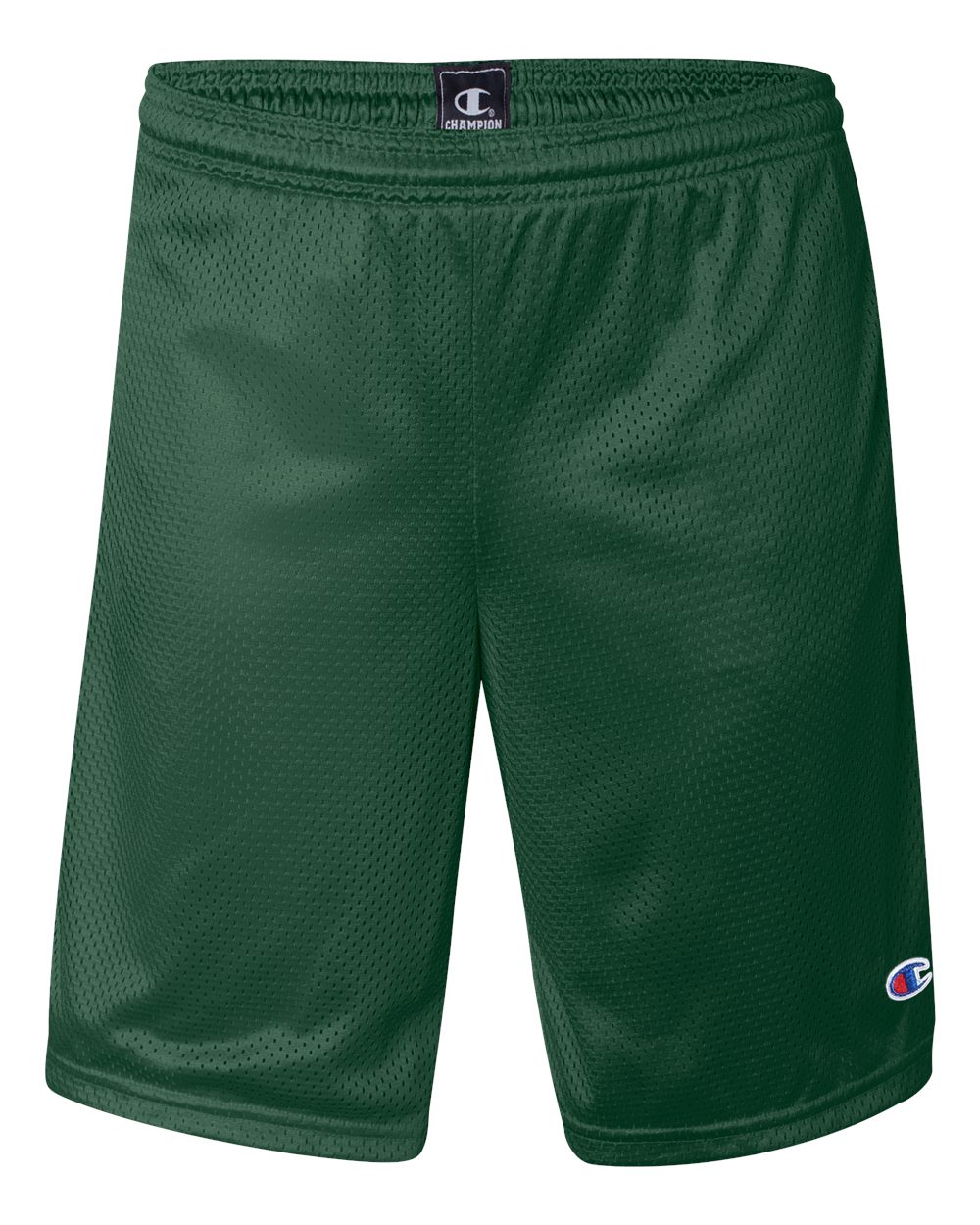 Athletic Dark Green Polyester Mesh 9" Shorts with Pockets - S162
