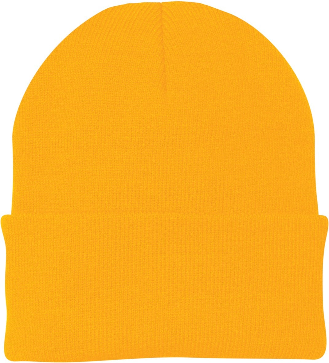 Front View of Athletic Gold Port Authority Knit Cap. CP90