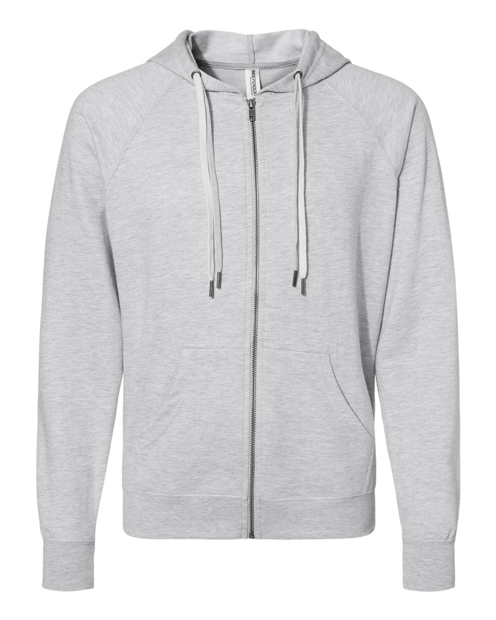Front View of Athletic Heather Icon Lightweight Loopback Terry Full-Zip Hooded Sweatshirt - SS1000Z