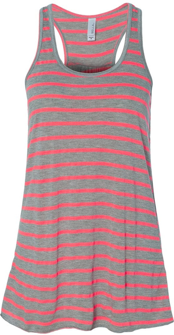 Athletic Heather/ Neon Pink Women's Flowy Racerback Tank - 8800