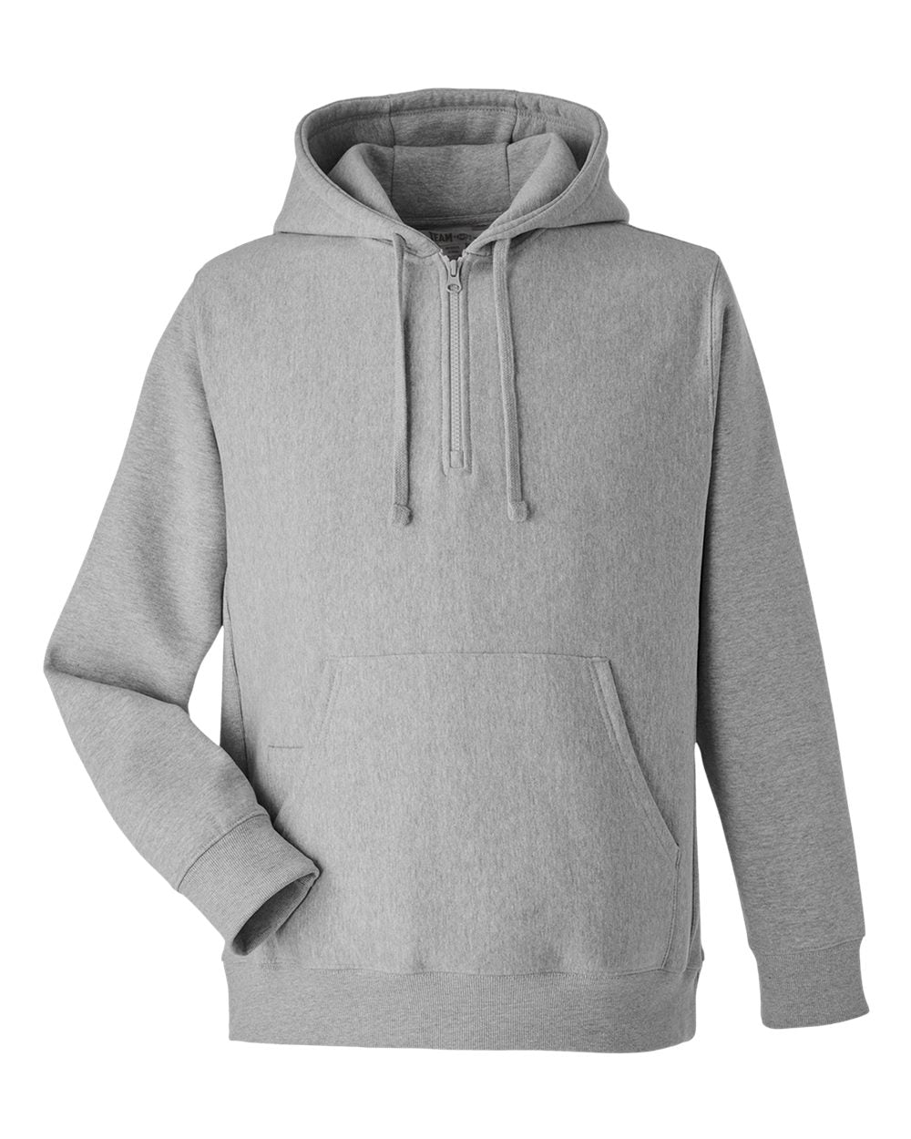 Front View of Athletic Heather Unisex Zone HydroSport™  Heavyweight Quarter-Zip Pullover Hooded Sweatshirt - TT97
