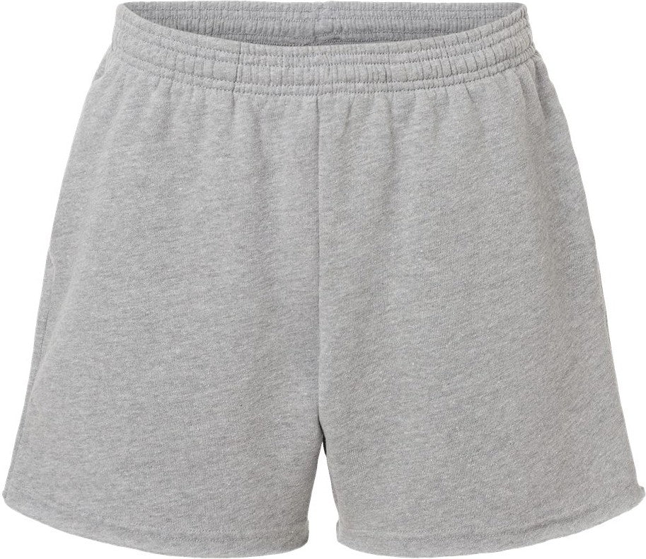 Front View of Athletic Heather Women&#39;s Cutoff Fleece Shorts - 3787