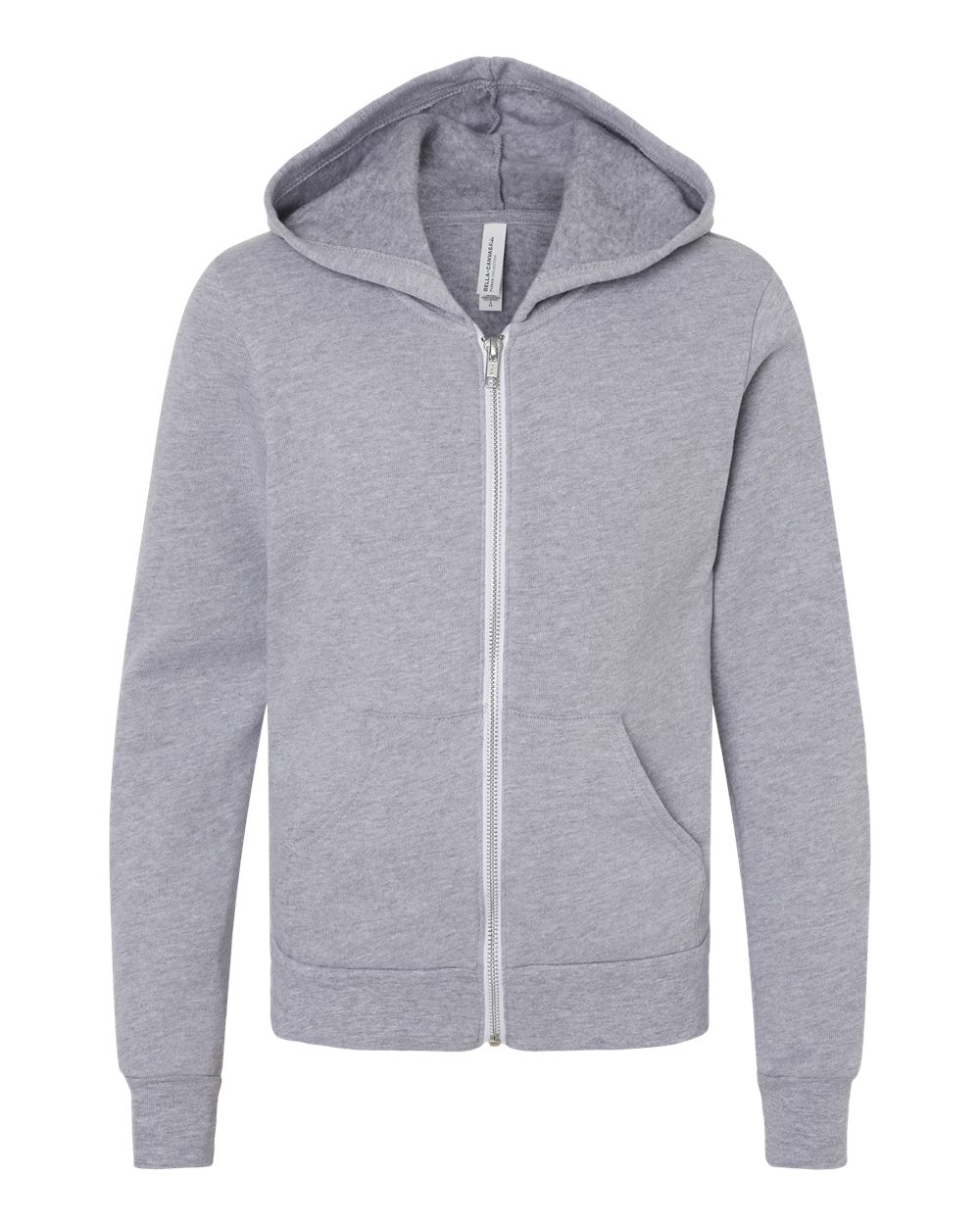 Front View of Athletic Heather Youth Sponge Fleece Full-Zip Hoodie - 3739Y