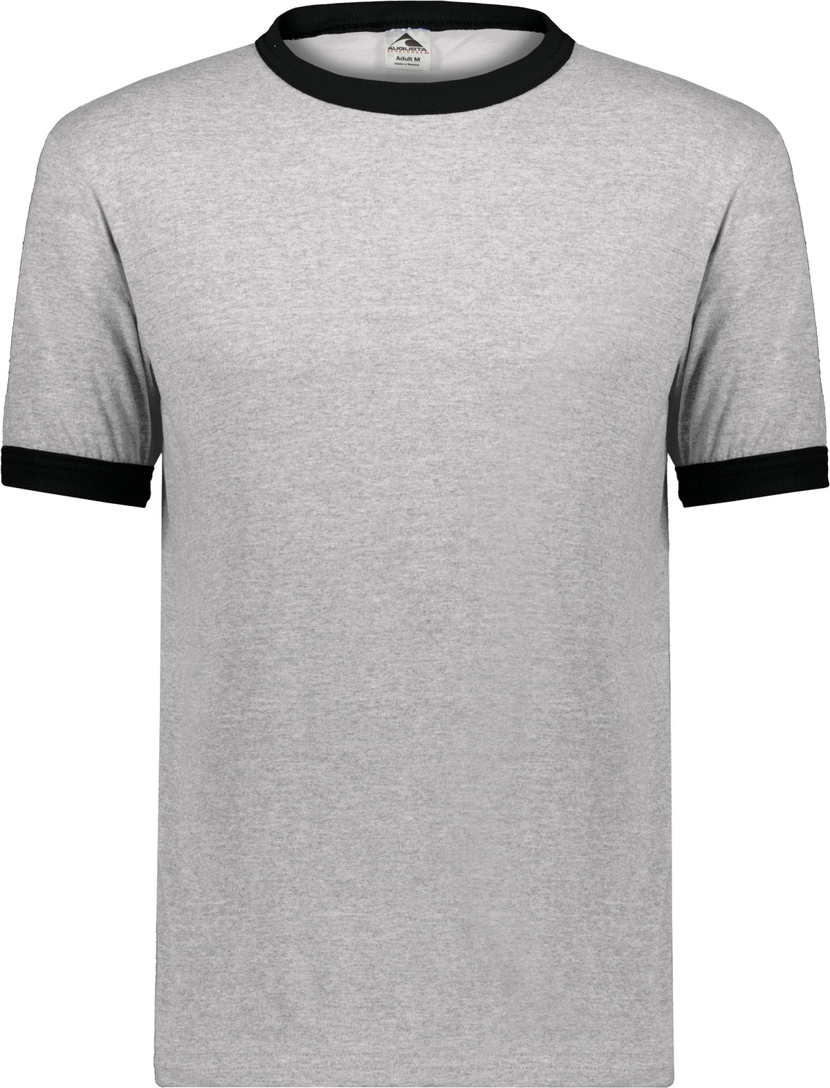 Front View of ATHLETIC HEATHER/BLACK ADULT RINGER T-SHIRT