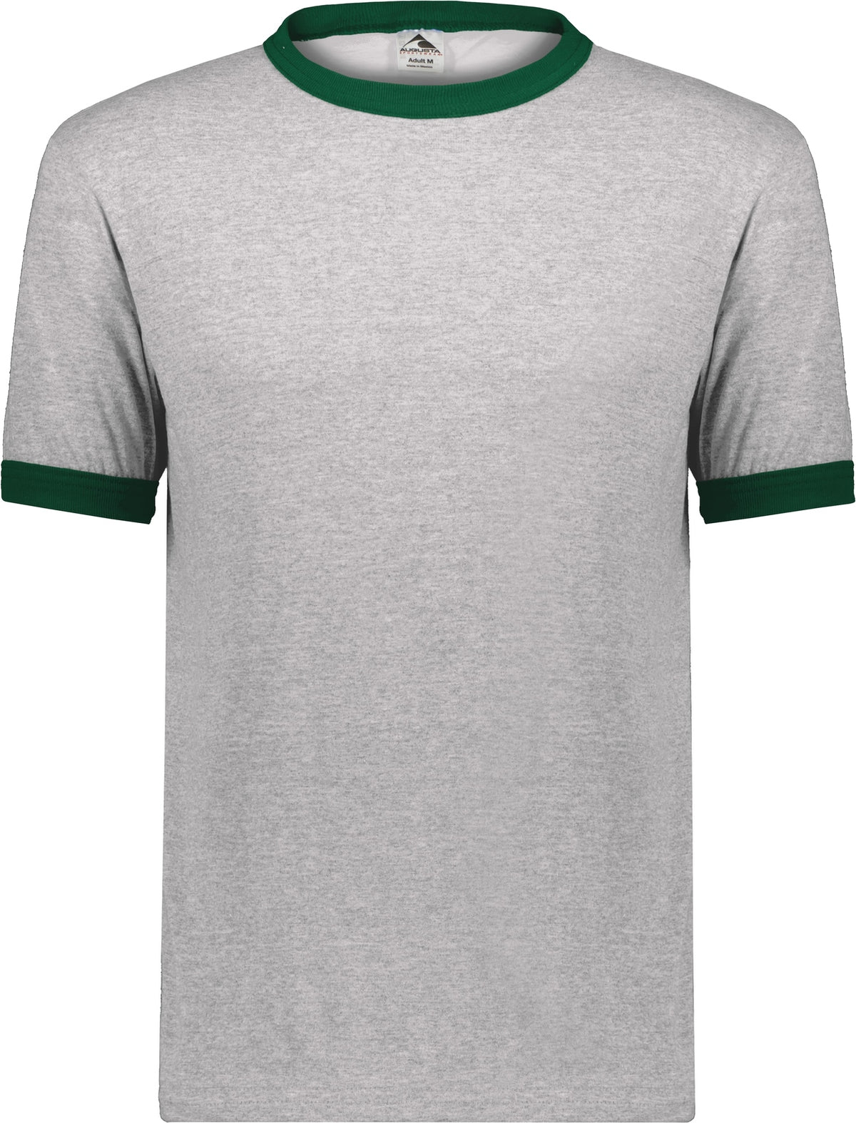 Front View of ATHLETIC HEATHER/DARK GREEN ADULT RINGER T-SHIRT