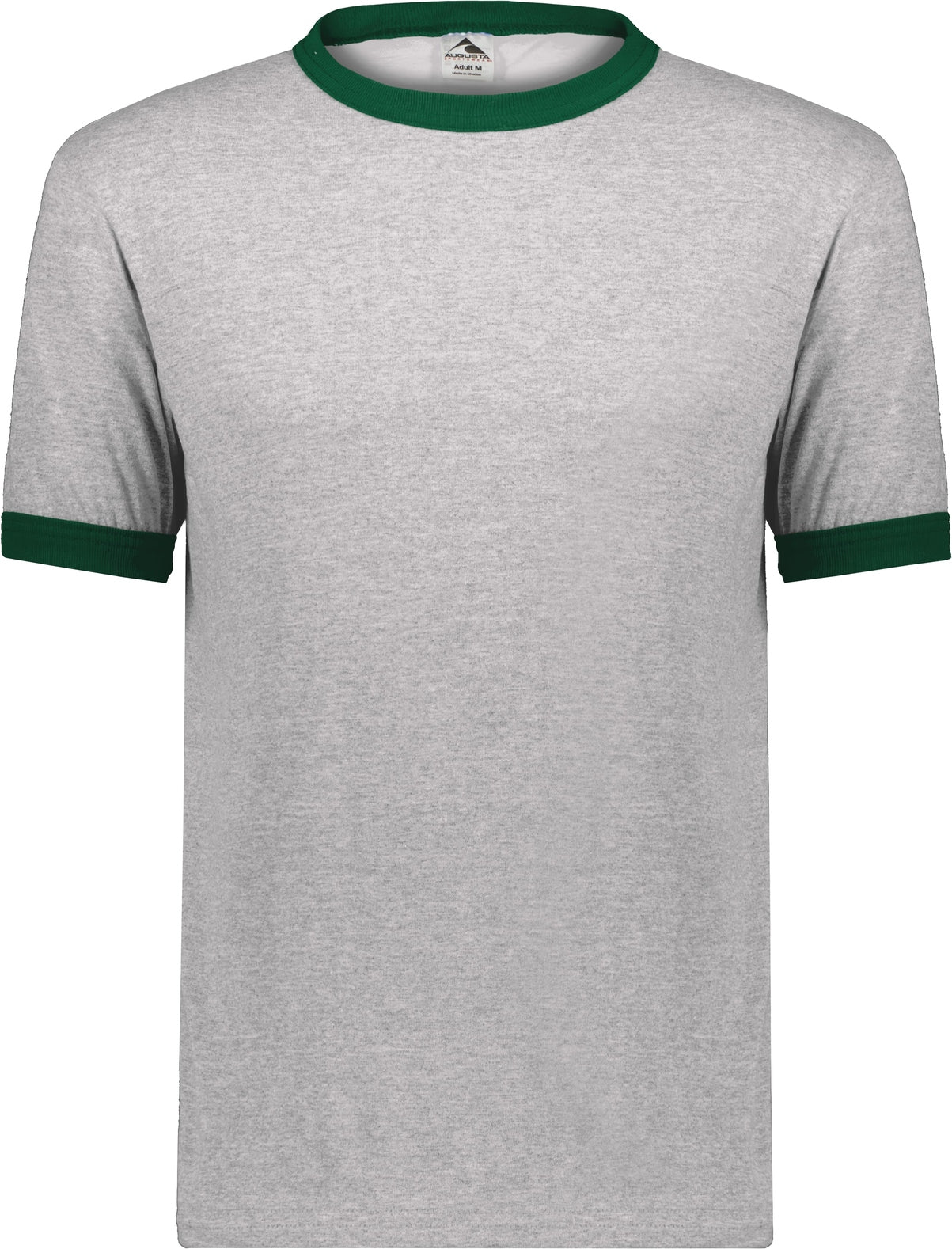 ATHLETIC HEATHER/DARK GREEN ADULT RINGER T-SHIRT