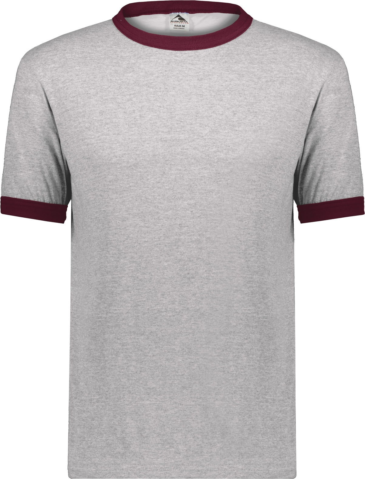 ATHLETIC HEATHER/MAROON ADULT RINGER T-SHIRT