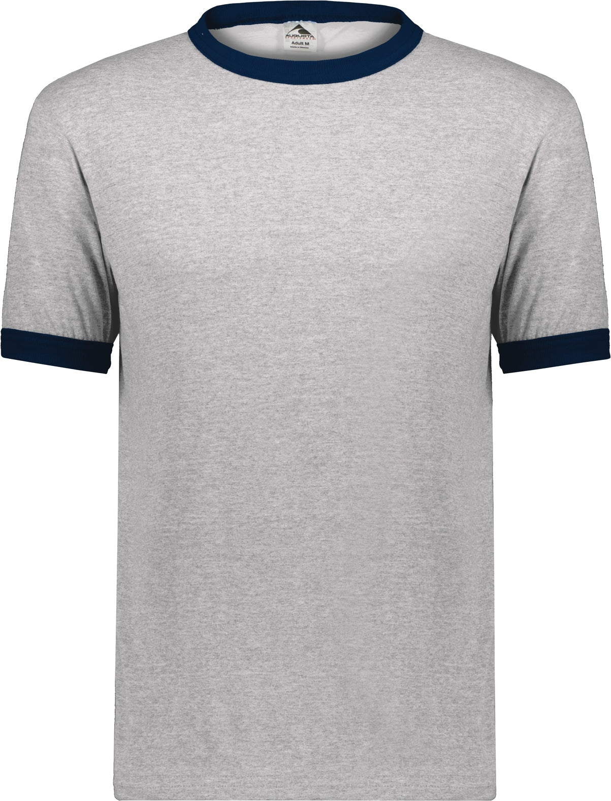 ATHLETIC HEATHER/NAVY ADULT RINGER T-SHIRT