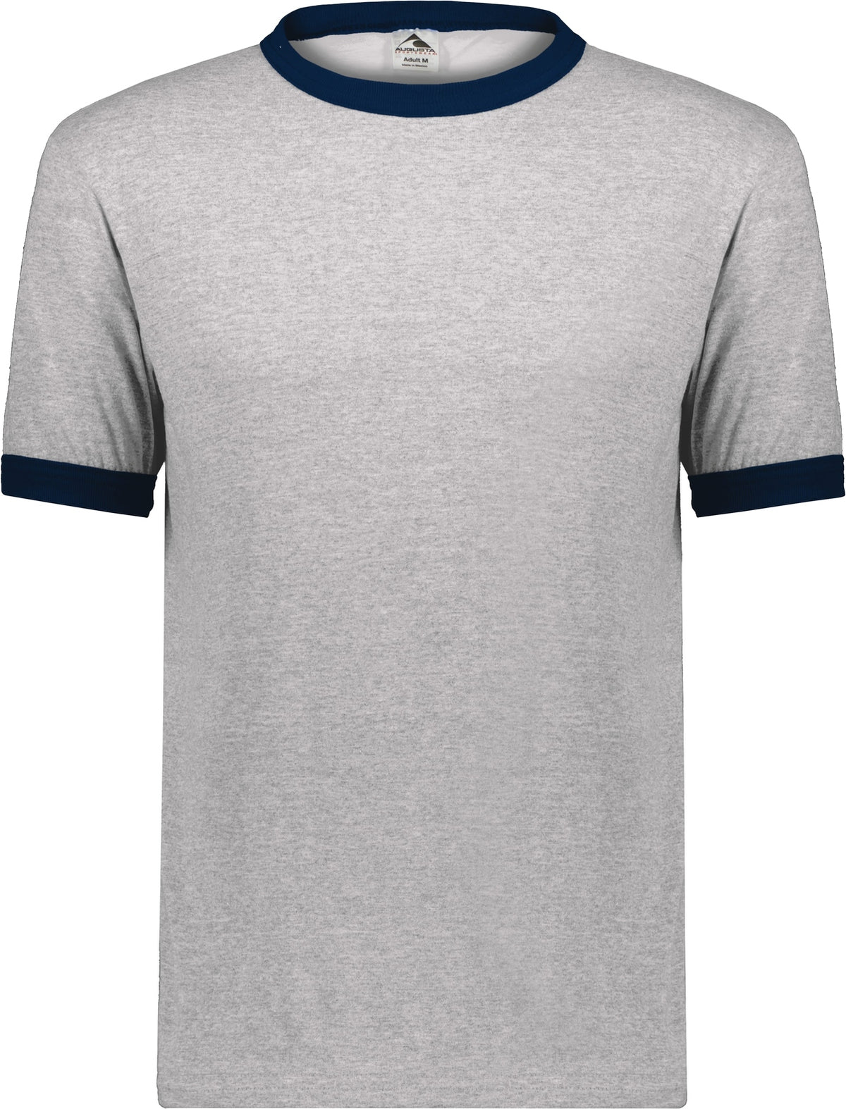 Front View of ATHLETIC HEATHER/NAVY YOUTH RINGER T-SHIRT
