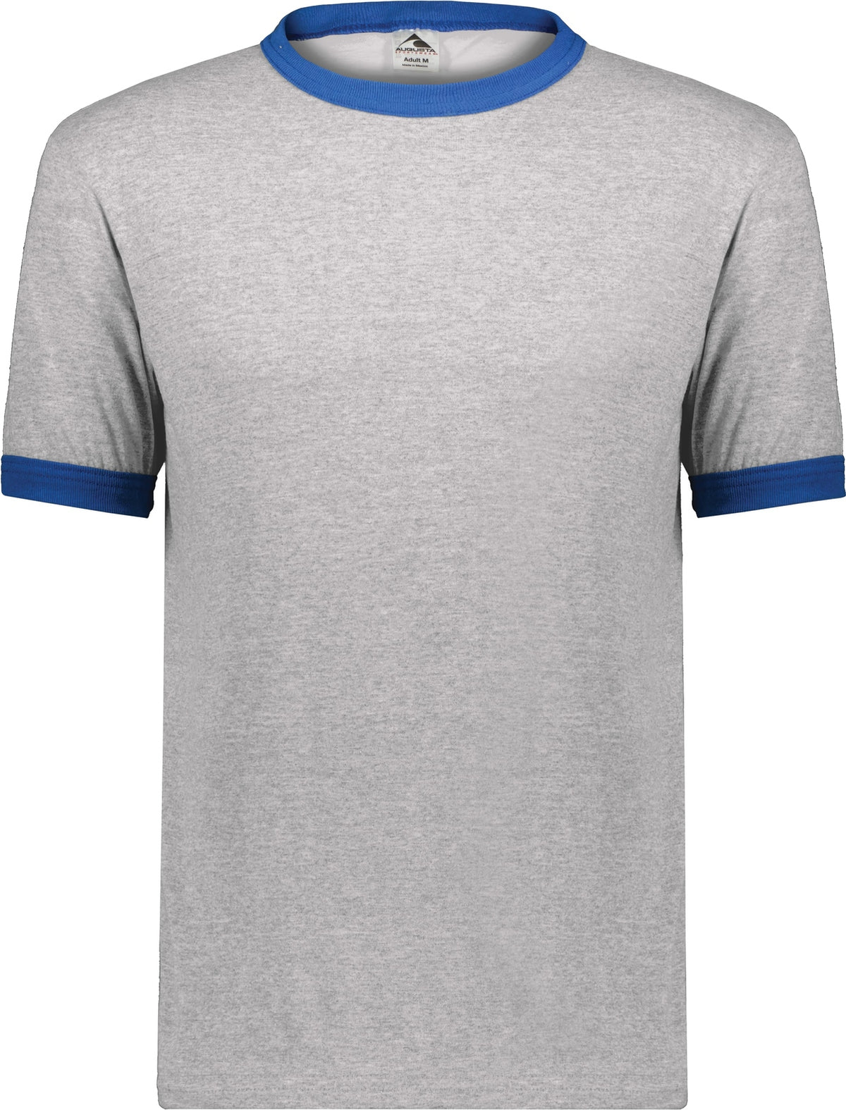 Front View of ATHLETIC HEATHER/ROYAL ADULT RINGER T-SHIRT