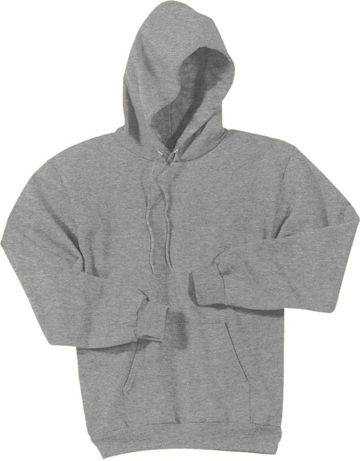 Front View of Athletic Hthr Port & Co Essential Fleece Pullover Hooded Sweatshirt. PC90H