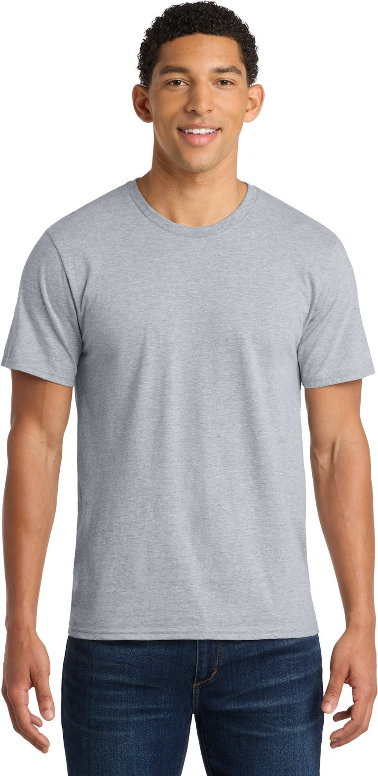 Front View of Athletic Hthr Port & Co Fan Favorite Tee. PC450