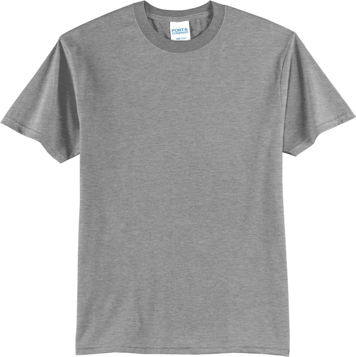 Front View of Athletic Hthr Port & Co Tall Core Blend Tee. PC55T