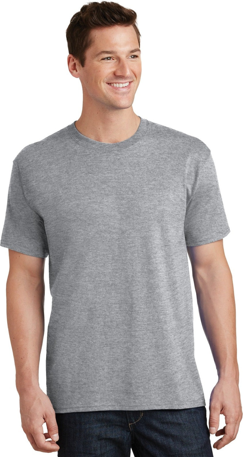 Front View of Athletic Hthr Port & Co Tall Core Cotton Tee PC54T