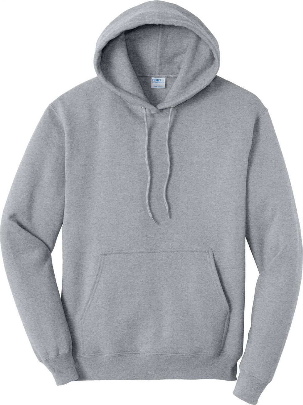 Front View of Athletic Hthr Port & Co Tall Core Fleece Pullover Hooded Sweatshirt PC78HT