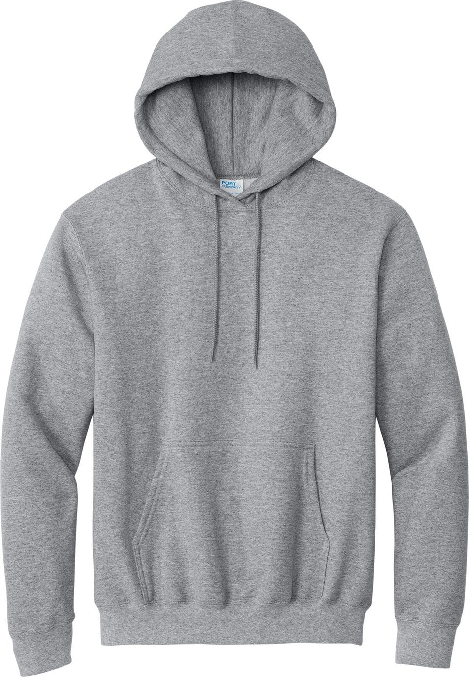 Front View of Athletic Hthr Port & Co Tall Essential Fleece Pullover Hooded Sweatshirt. PC90HT