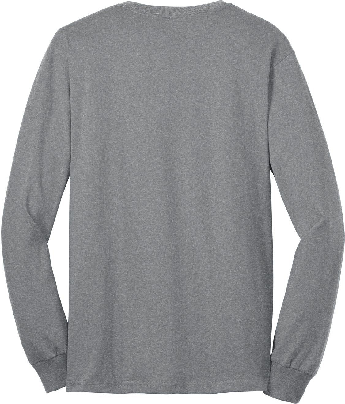 Front View of Athletic Hthr Port & Co Tall Long Sleeve Core Blend Tee. PC55LST