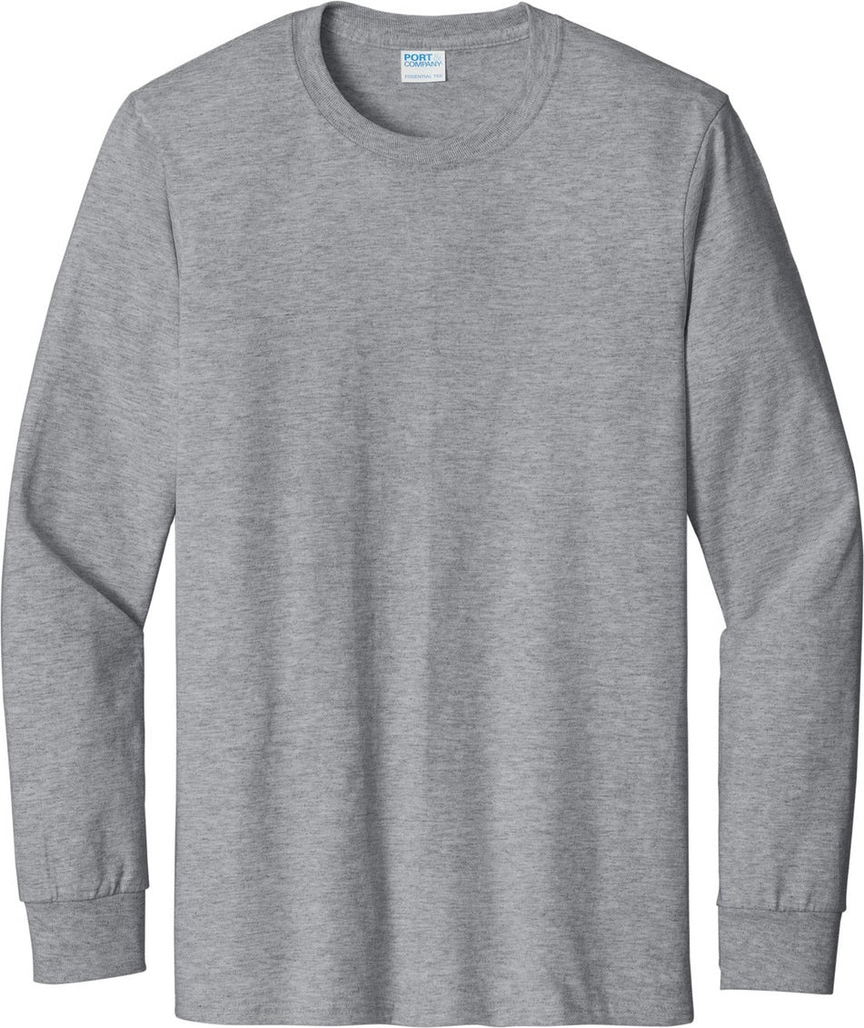 Front View of Athletic Hthr Port & Co Tall Long Sleeve Essential Tee. PC61LST