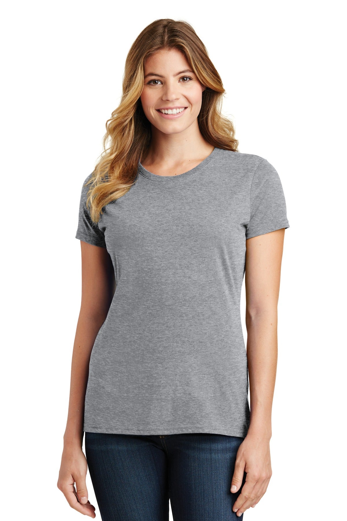 Front View of Athletic Hthr Port & Co Women's Fan Favorite Tee. LPC450
