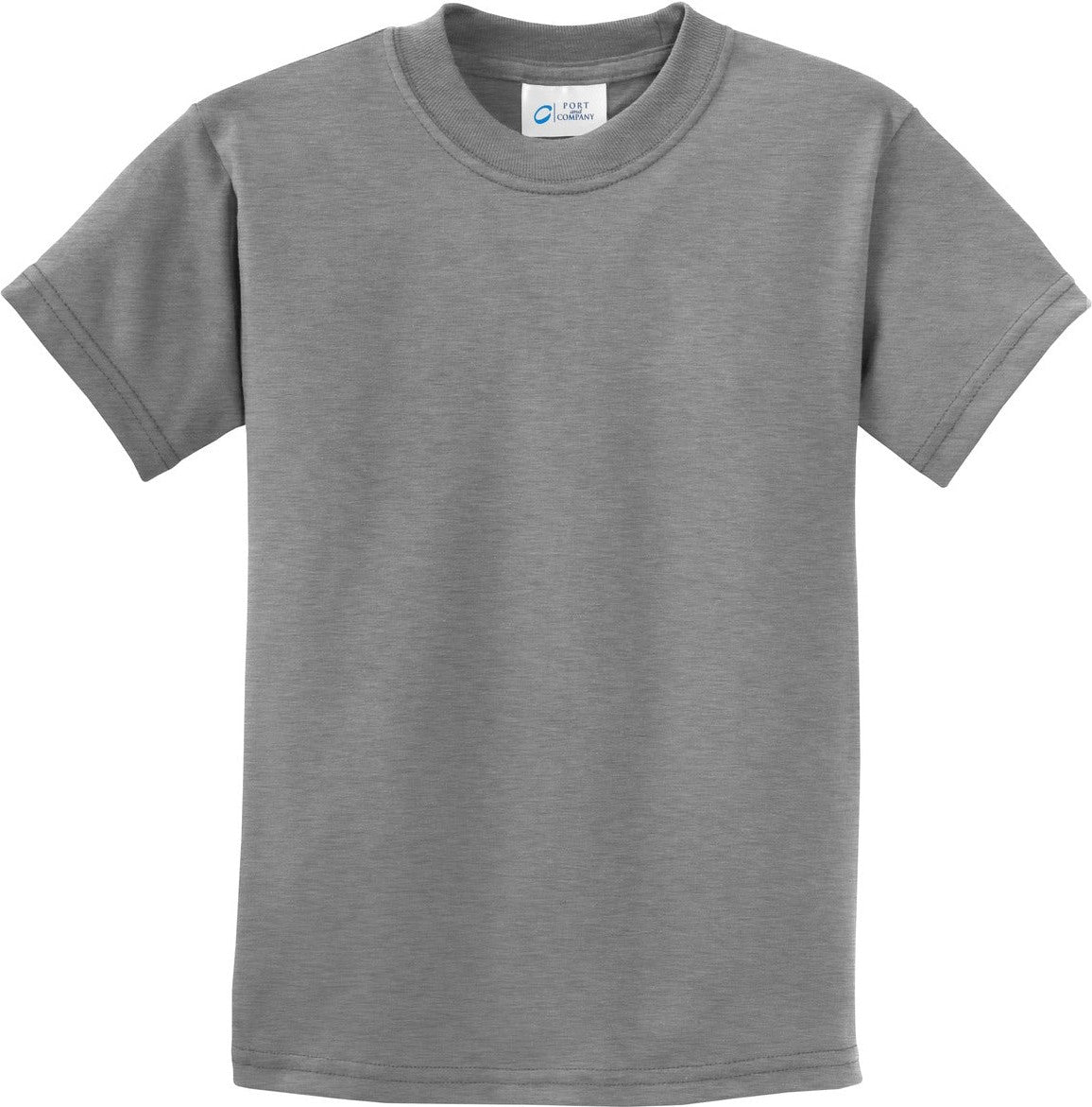 Front View of Athletic Hthr Port & Co Youth Essential Tee. PC61Y