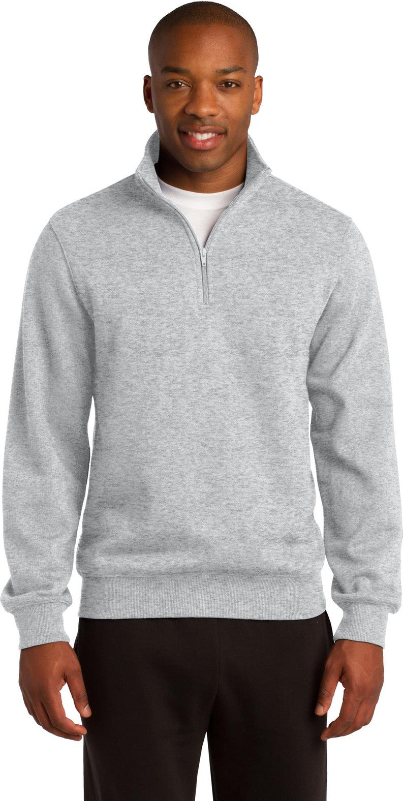Front View of Athletic Hthr Sport-Tek 1/4-Zip Sweatshirt. ST253